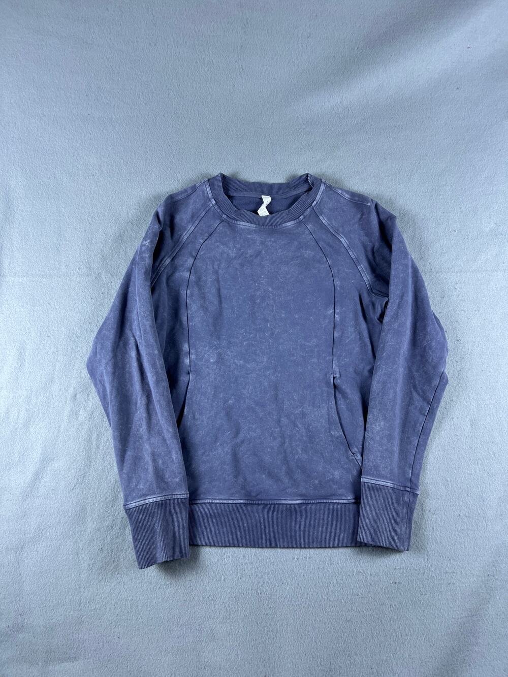 Lululemon Scuba Crew Sweatshirt Womens 4 Washed Purple Quartz Pockets Ribbed